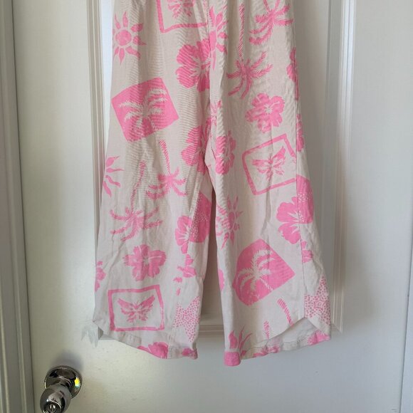 Zara Kids Pink Tropical Print Pants - Size 9 - Picture 3 of 5